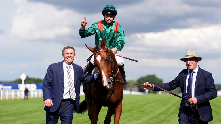 Mickael Barzalona celebrates aboard Calandagan