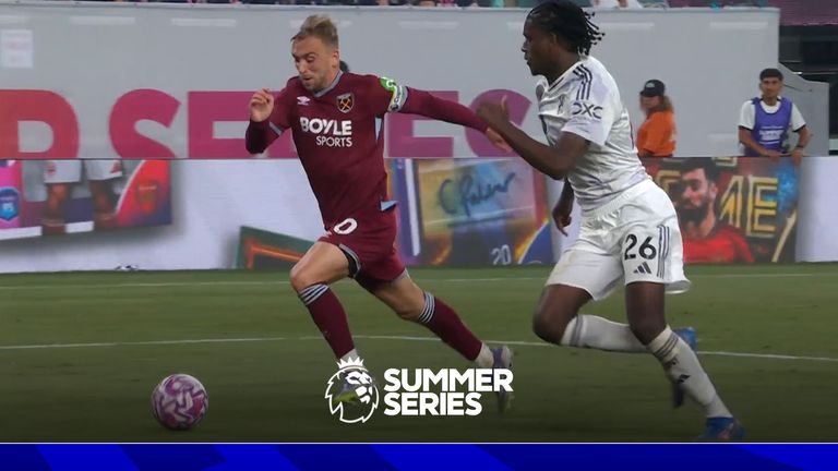 Jarrod Bowen scores for West Ham against Man Utd in the Premier League Summer Series