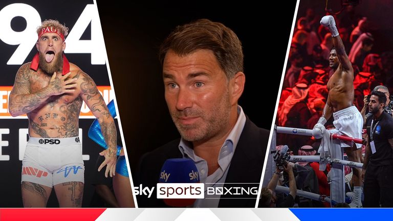 Anthony Joshua's promoter Eddie Hearn speculates as to whether his fighter would ever face Jake Paul in the ring.