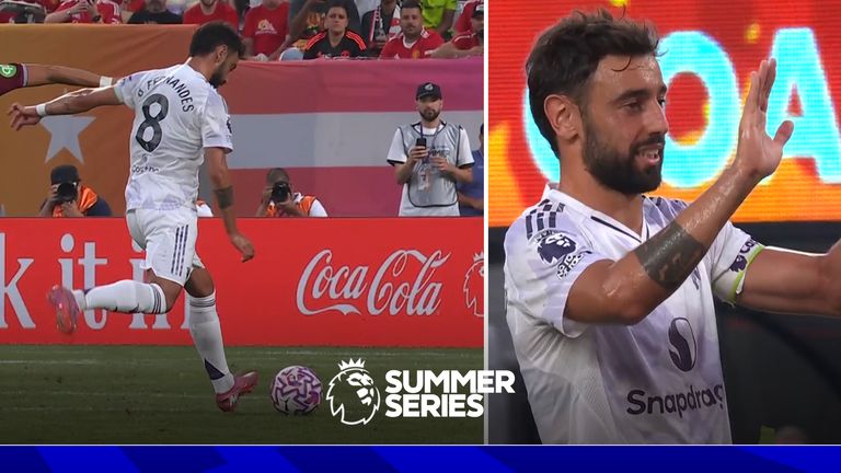 Bruno scores a beauty for Man Utd against West Ham in the Premier League Summer Series