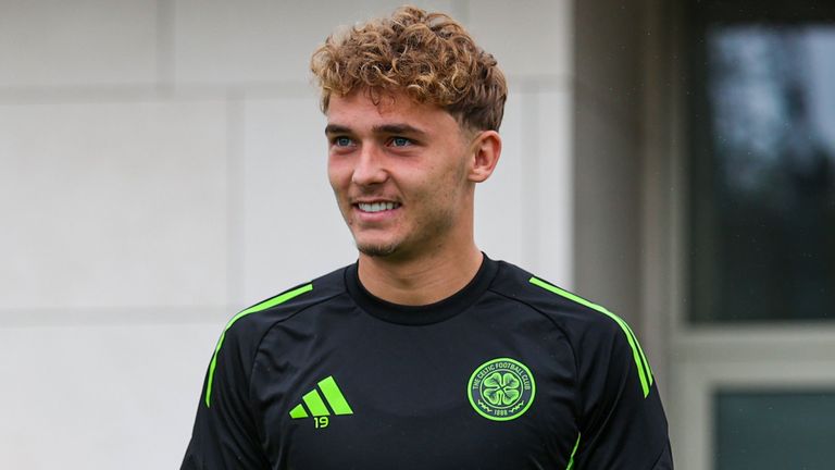 LISBON, PORTUGAL - JULY 11: Callum Osmand during a Celtic training session at Cidade do Futebol, on July 11, 2025, in Lisbon, Portugal. (Photo by Craig Williamson / SNS Group)