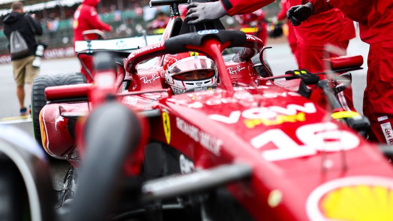 Charles Leclerc on the grid at the British GP