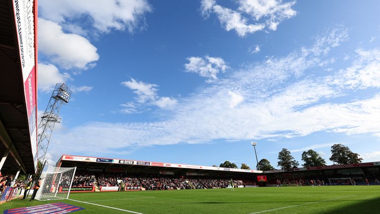 A general view of Whaddon Road, home of Cheltenham Town, in 2022