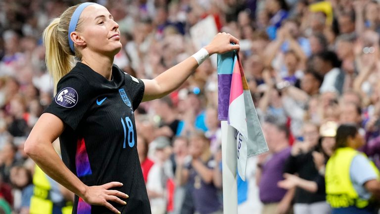 Chloe Kelly celebrates her extra-time winner for England against Italy in Euro 2025 semi-final