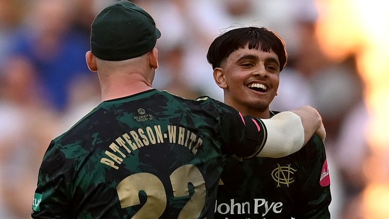 Farhan Ahmed claimed the first ever Nottingham Outlaws T20 hat-trick against Lancashire Lightning