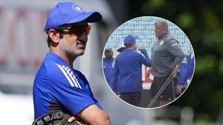 Gautam Gambhir argues with the pitch curator at The Oval