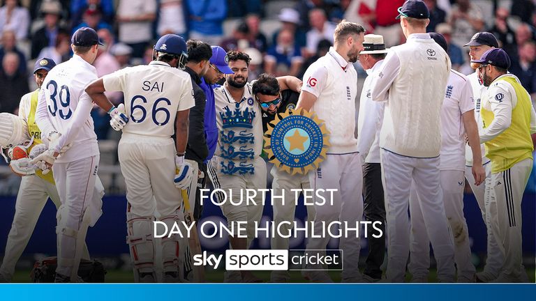 Watch highlights between England and India on the opening day of the fourth Test from Old Trafford.