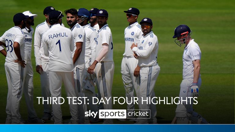 Watch highlights of the morning session from day four of the third Test between England and India at Lord's. 