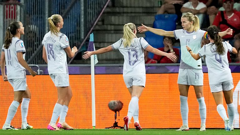 Norway's Ada Hegerberg celebrates after scoring her side's first goal