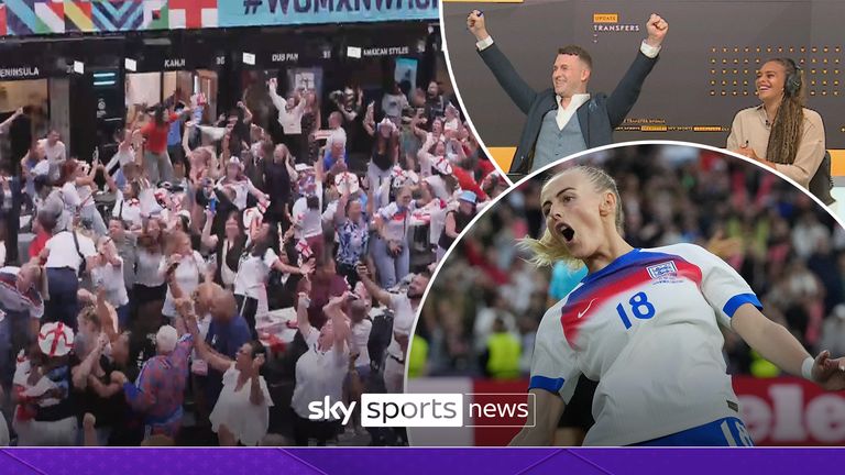 England fans react to winning Euro 2025.