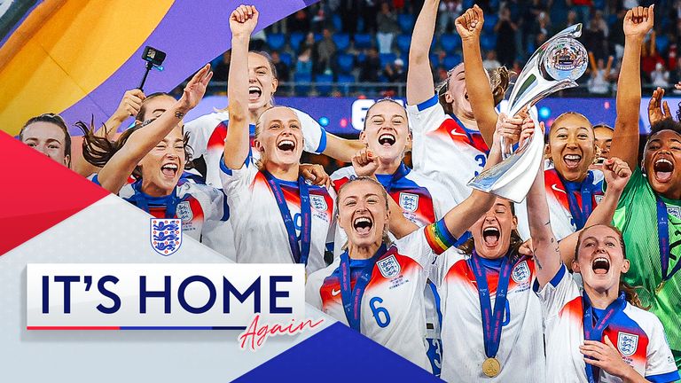 England players celebrate winning Euro 2025