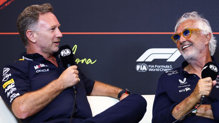 Christian Horner ve Flavio Briatore 2025 İspanyol Grand Prix (Red Bull İçerik Havuzu)