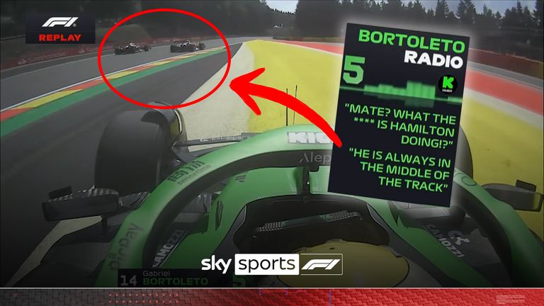 Gabriel Bortoleto was on the radio ranting at a slow-moving Lewis Hamilton during P1 of the Belgian Grand Prix.