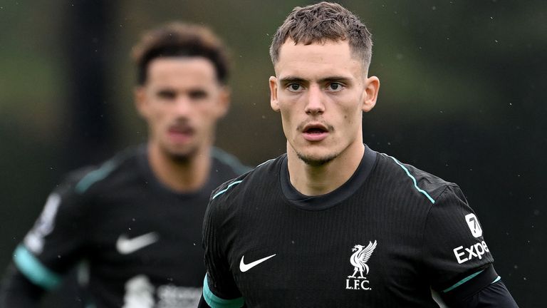 Florian Wirtz playing for Liverpool in a pre-season friendly against Stoke