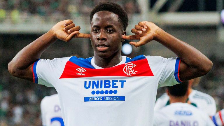 Rangers' Djeidi Gassama celebrates scoring to make it 1-1 against Panathinaikos