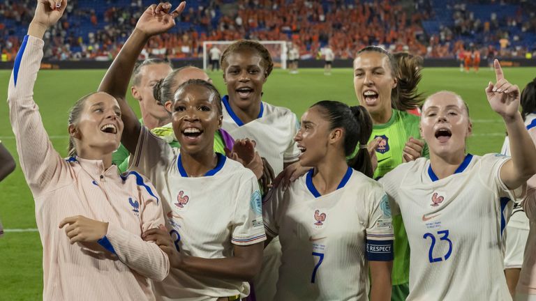 France celebrate after beating the Netherlands and going through to the knockouts as group winners