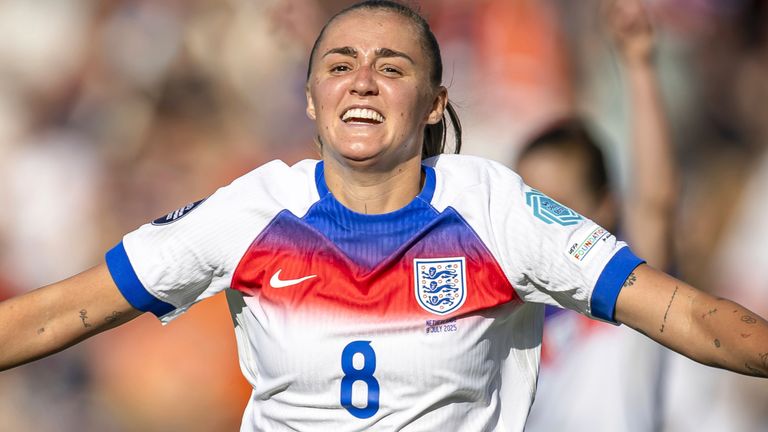 Georgia Stanway's stunning solo strike on the stroke of half-time put England 2-0 ahead against Netherlands