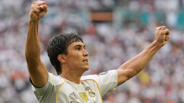 Real Madrid's Gonzalo Garcia celebrates after scoring against Juventus at the Club World Cup