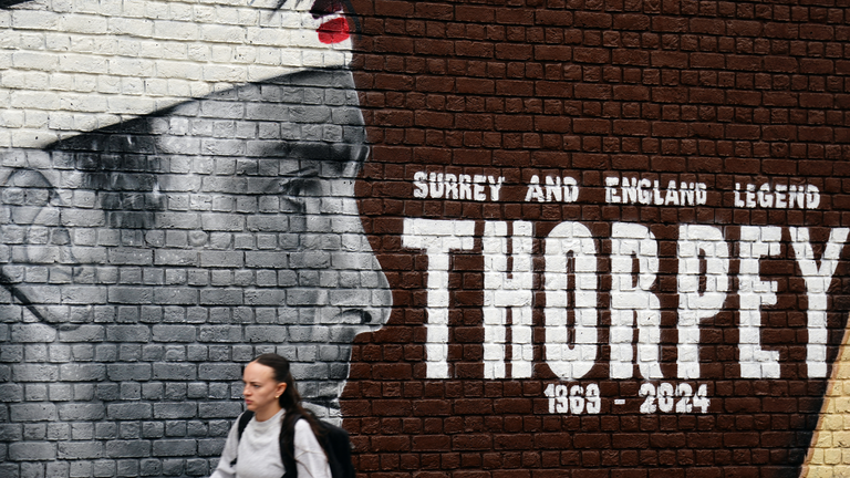 A mural at The Kia Oval, London, in memory of former Surrey and England cricketer, Graham Thorpe