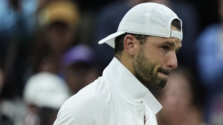 Grigor Dimitrov was left in tears as he was forced to retire injured when leading against Jannik Sinner in the fourth round of Wimbledon