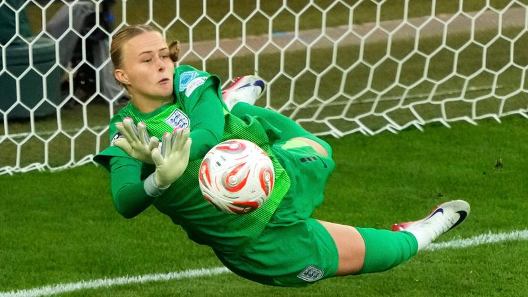 Hannah Hampton saved four penalties across England's two shoot-out victories en route to Euro 2025 glory