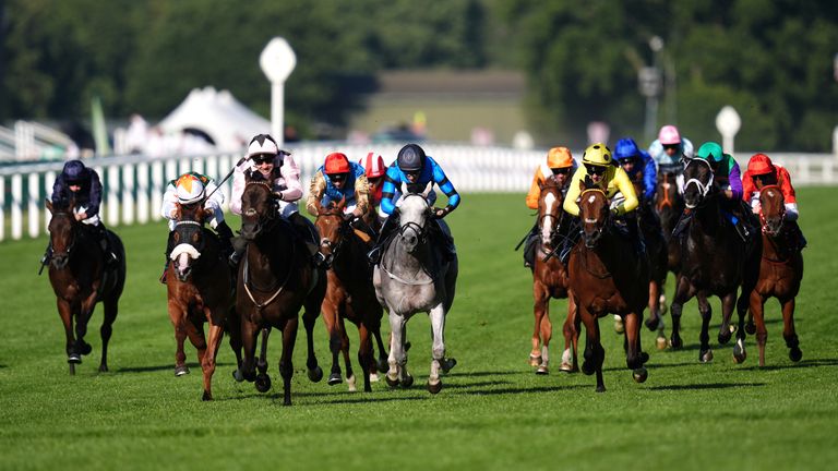 Havana Hurricane, ridden by Charles Bishop (third left), on the way to winning the Windsor Castle