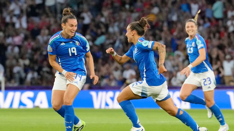 Italy's Elisabetta Oliviero celebrates the opener