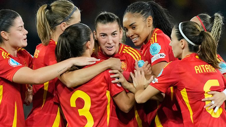 Spain's Patri Guijarro celebrates after scoring her side's second goal 