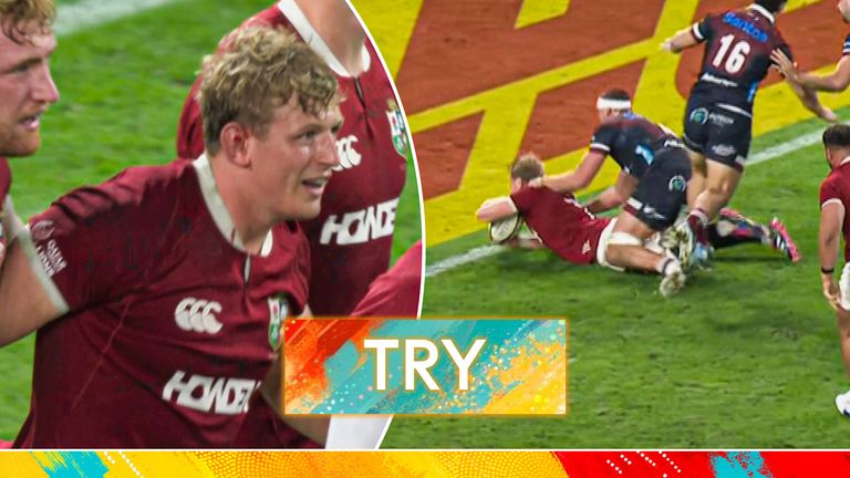 Jac Morgan gets another try for the British and Irish Lions.