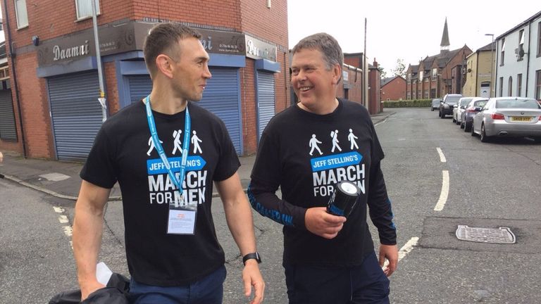 Kevin Sinfield joined the walk alongside Bill Arthur