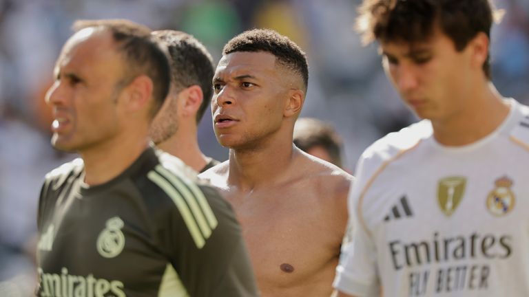 Real Madrid's Kylian Mbappe made his first start of the tournament but struggled to make an impact