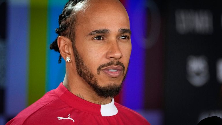Lewis Hamilton in media interviews ahead of the 2025 British GP