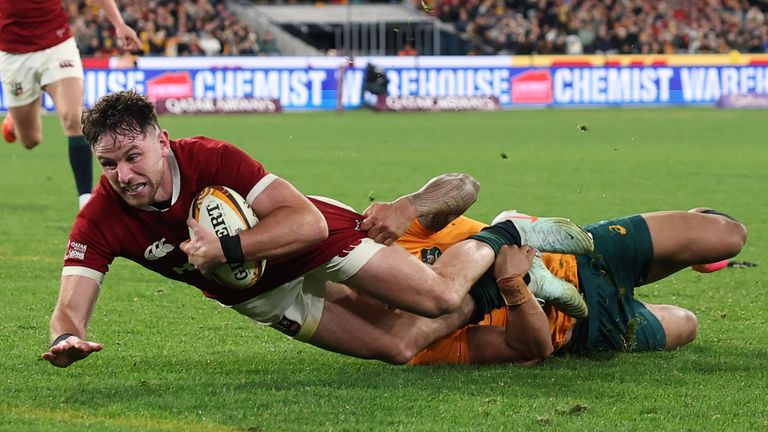 Hugo Keenan scores a late try to seal series victory for the Lions in Australia