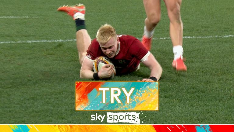 Jamie Osborne grabs his second try of the match as the British and Irish Lions fire out of the blocks strongly at the start of the second-half.
