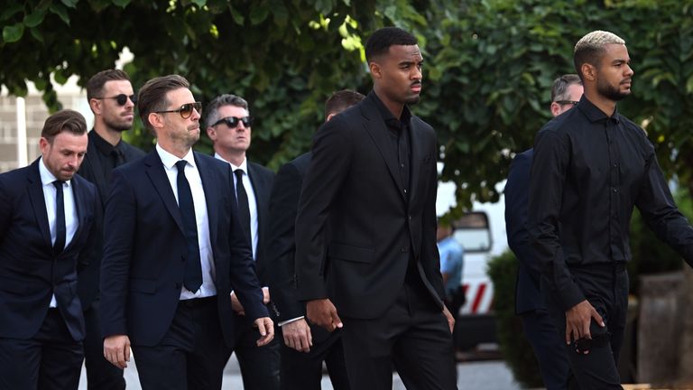 Liverpool players past and present were in attendance at Diogo Jota's funeral