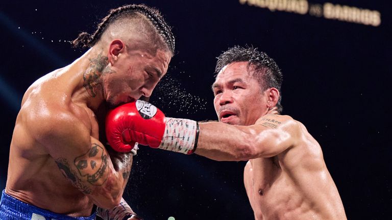 Manny Pacquiao drew in a WBC title fight with Mario Barrios (Photos: Esther Lin/Premier Boxing Champions)