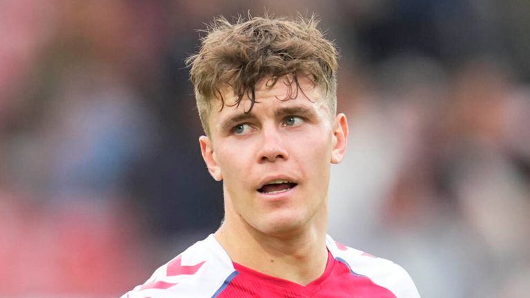 June 14, 2022: Mathias Kvistgaarden of Denmark during Denmark against Turkey, UEFA U21 EURO Qualfication at Vejle Stadium, Vejle