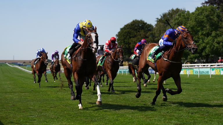More Thunder (left) ridden by Tom Marquand winning the bet365 Bunbury Cup