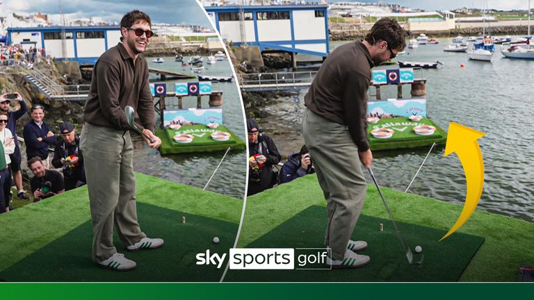 Niall Horan takes on the chipping challenge in Portrush ahead of The Open.