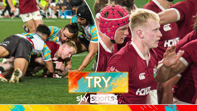 Osborne goes over for first Lions try.