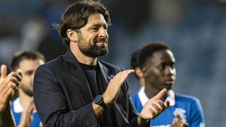 GLASGOW, SCOTLAND - JULY 22: Rangers Head Coach Russell Martin at full time during a UEFA Champions League Second Round Qualifier First Leg match between Rangers and Panathinaikos at Ibrox Stadium, on July 22, 2025, in Glasgow, Scotland. (Photo by Craig Williamson / SNS Group)