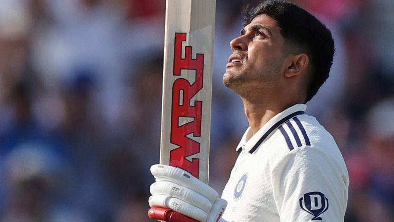 Shubman Gill made his second successive century in his second Test as India captain (AP Photo/Scott Heppell)