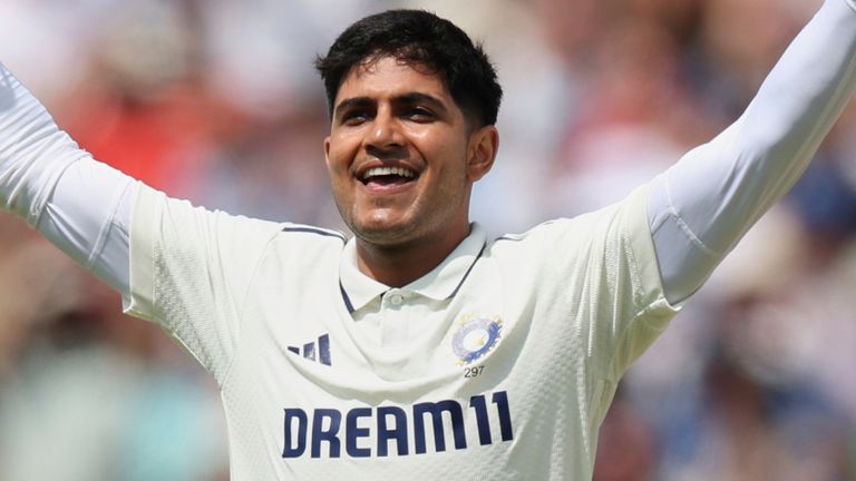 India captain Shubman Gill celebrate his double century against England at Edgbaston (Associated Press)