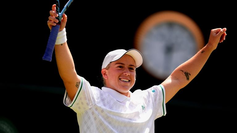 Sonay Kartal after beating Diane Parry in the Wimbledon third round