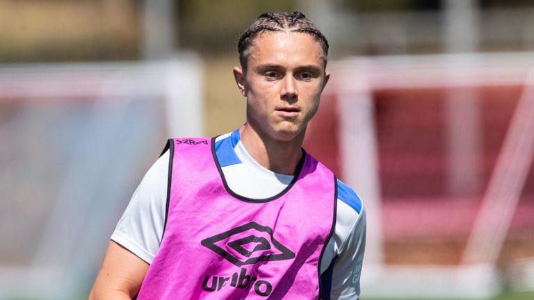 BURTON-UPON-TRENT, ENGLAND: JULY 11: Thelo Aasgaard during a Rangers pre-season training session at St Georges Park, on July 11, 2025, in Burton-Upon-Trent, England. (Photo by Alan Harvey / SNS Group)