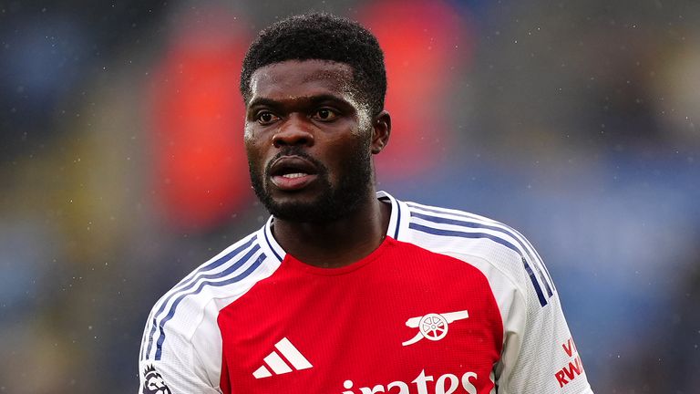 Arsenal's Thomas Partey during the Premier League match at the King Power Stadium, Leicester.