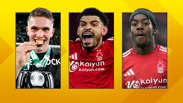 Transfer targets Viktor Gyokeres, Morgan Gibbs-White and Anthony Elanga - credit - Getty/PA