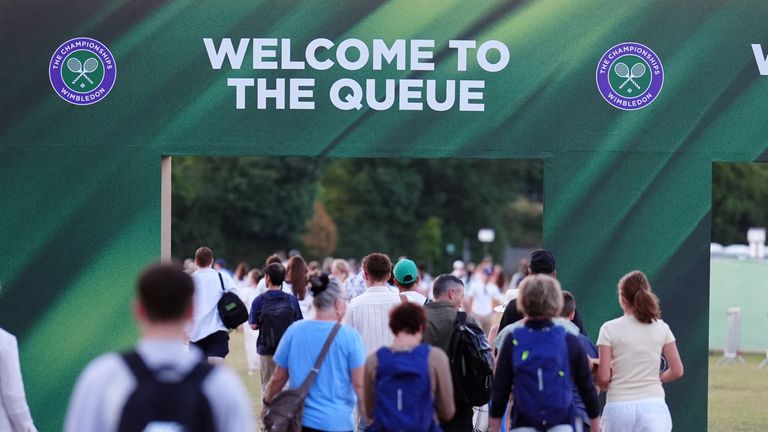 Spectators joining the queue on day one of the 2025 Wimbledon Championships