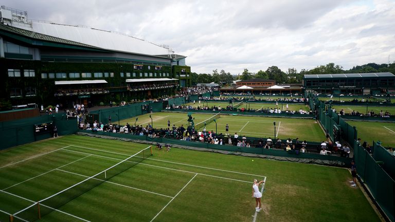 Wimbledon'daki 4. ve 5. Mahkemelere bakan bir manzara