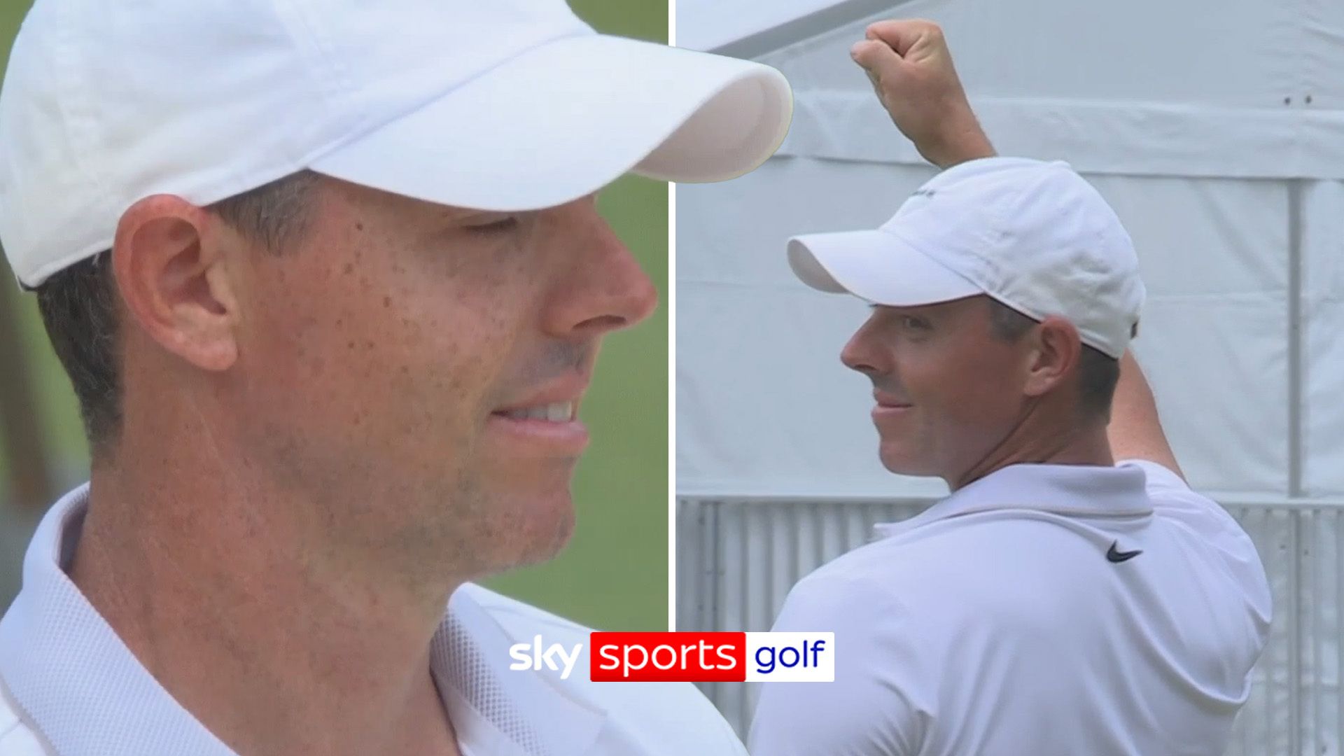 The luckiest birdie ever!? | McIlroy crashes bunker shot into grandstand then holes the putt!
